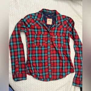 Women’s XS Hollister Red Plaid Button Down